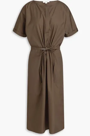 Vince Cotton-poplin midi dress - Brown - L