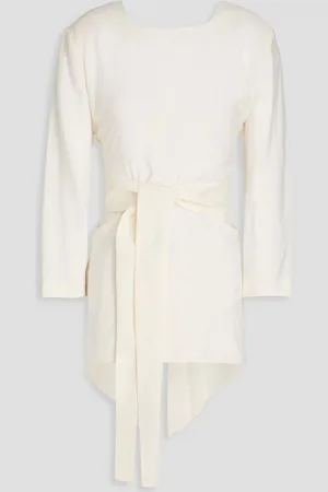 GENTRYPORTOFINO Tie-detailed modal-blend top - White - IT 44