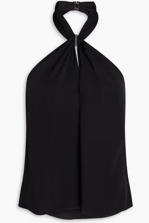 THEORY Embellished silk-satin halterneck top - - S