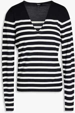 THEORY Striped wool-blend sweater - Blue - L