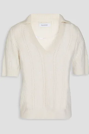 NAADAM Cable and pointelle-knit cashmere polo sweater - White - M