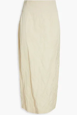 GENTRYPORTOFINO Crinkled woven midi skirt - Neutral - IT 42
