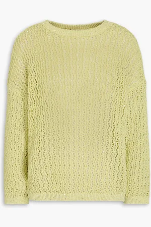 GENTRYPORTOFINO Sequin-embellished linen-blend sweater - Yellow - IT 44