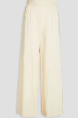 GENTRYPORTOFINO Crinkled pinstriped woven wide-leg pants - White - IT 40