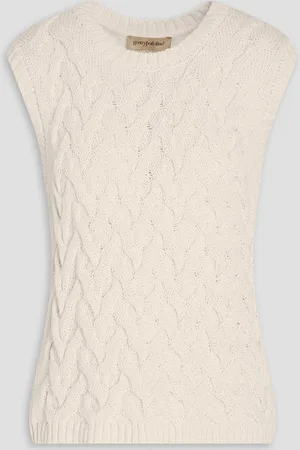 GENTRYPORTOFINO Cable-knit cotton-blend vest - White - IT 40