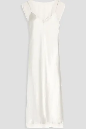 Vince Chiffon-paneled satin midi dress - White - XS