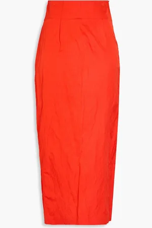 GENTRYPORTOFINO Crinkled woven midi skirt - Red - IT 40