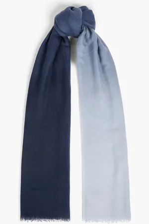 GENTRYPORTOFINO Fringed two-tone wool scarf - Blue - OneSize