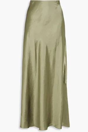 Vince Crinkled satin maxi skirt - Green - L