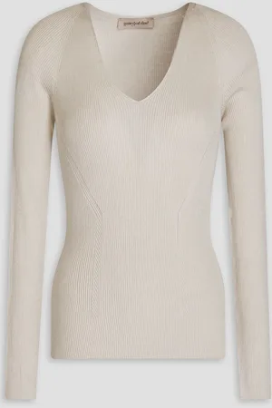 GENTRYPORTOFINO Ribbed silk and cotton-blend top - White - IT 40