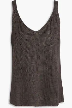 GENTRYPORTOFINO Silk and cotton-blend tank - Brown - IT 42