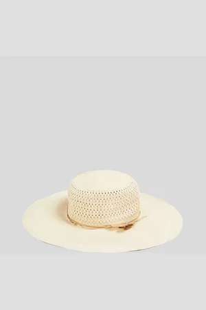 ZIMMERMANN Feather-embellished raffia hat - White - M