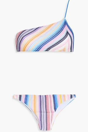 Missoni One-shoulder metallic striped crochet-knit bikini - - IT 46