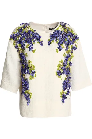 Dolce & Gabbana Embellished cotton-blend jacquard top - White - IT 38