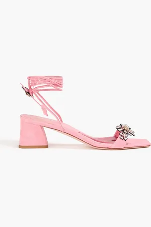Roger Vivier Blossom 45 appliquéd suede sandals - Pink - EU 37