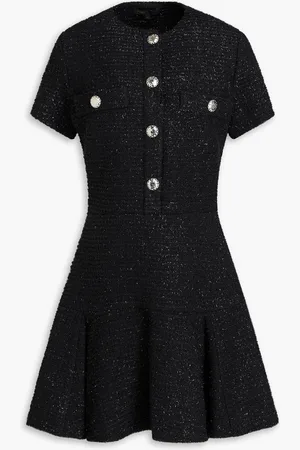 Maje Metallic cotton-blend bouclé-tweed mini dress - - FR 40