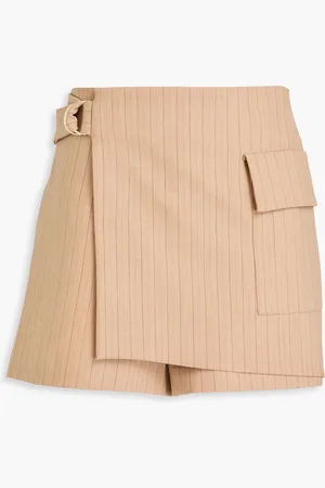 Maje Skirt-effect pinstriped shorts - Neutral - FR 38