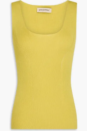 GENTRYPORTOFINO Ribbed silk and cotton-blend tank - Yellow - IT 40