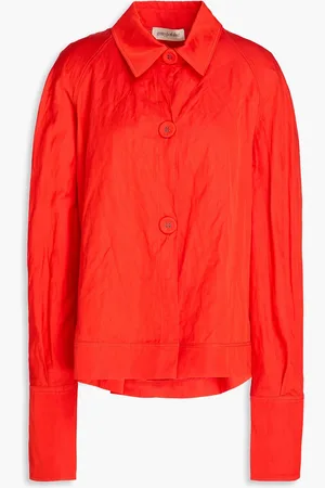 GENTRYPORTOFINO Crinkled satin jacket - Red - IT 42