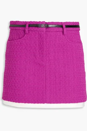 Maje Belted cotton-blend tweed mini skirt - Purple - FR 34