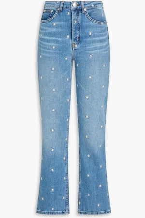 Maje Embroidered high-rise bootcut jeans - Blue - FR 34