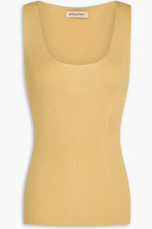 GENTRYPORTOFINO Ribbed silk and cotton-blend tank - Yellow - IT 40