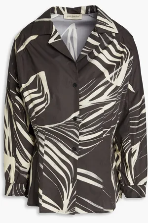 GENTRYPORTOFINO Printed cotton-poplin shirt - Brown - IT 40