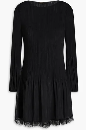 Maje Late-trimmed plissé-organza mini dress - - FR 40