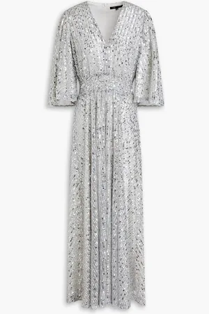 Maje Sequined tulle maxi dress - Metallic - FR 36