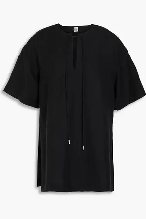 Totême Tie-detailed TENCEL™ Lyocell and linen-blend top - - FR 36