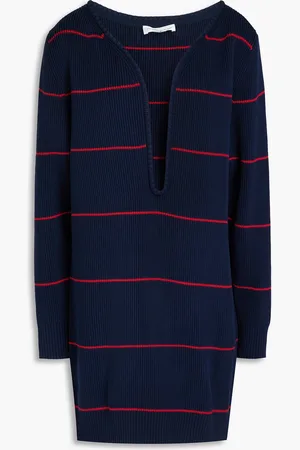 Victoria Beckham Striped cotton-blend mini dress - Blue - L