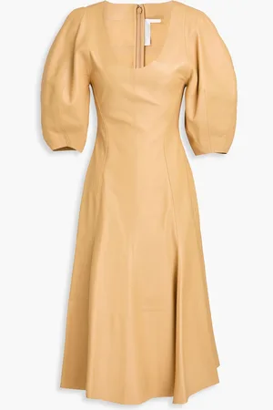 Chloé Leather midi dress - Neutral - FR 34