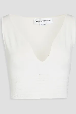 Victoria Beckham Cropped pointelle-knit top - - UK 8