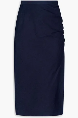 Carolina Herrera Ruched denim midi pencil skirt - Blue - US 2