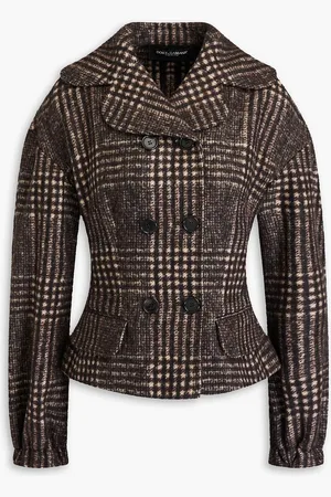 Dolce & Gabbana Double-breasted Prince of Wales checked wool-blend felt jacket - Brown - IT 46