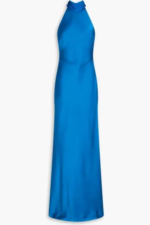 Halston Heritage Speranza draped chiffon and satin gown - Blue - US 14