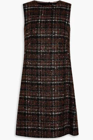Dolce & Gabbana Metallic checked bouclé-tweed mini dress - Brown - IT 40