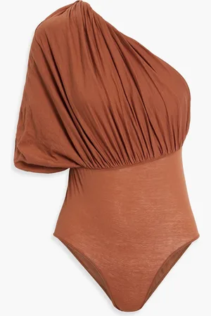 Rick Owens Lido one-shoulder draped cotton-jersey bodysuit - Brown - IT 40