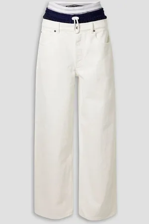 Alexander Wang Layered jersey-trimmed high-rise wide-leg jeans - - 28