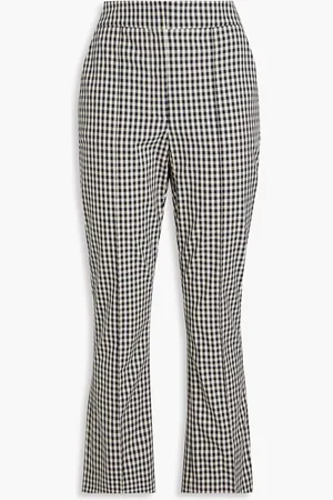 VERONICA BEARD Gingham cotton-blend flared pants - - US 2