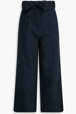 VERONICA BEARD Vitha modal and linen-blend jacquard wide-leg pants - Blue - US 0