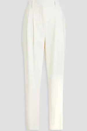 VERONICA BEARD Lagarde pleated crepe tapered pants - White - US 10