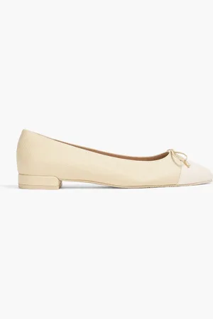 Stuart Weitzman Sleek Bow leather-trimmed tweed ballet flats - Neutral - EU 39.5