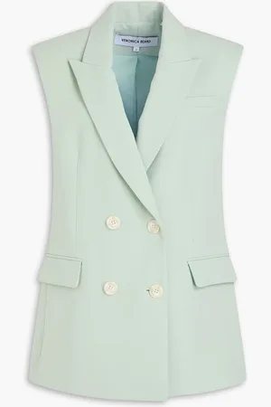 VERONICA BEARD Becca double-breasted crepe vest - Green - US 4