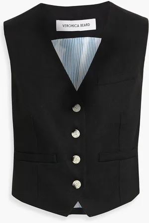 VERONICA BEARD Bennett linen-blend twill vest - - US 8