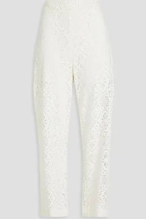 VERONICA BEARD Kehlani broderie anglaise cotton-blend straight-leg pants - White - US 6