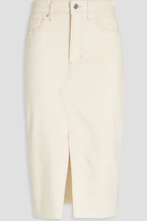 VERONICA BEARD Breves denim midi pencil skirt - White - US 10