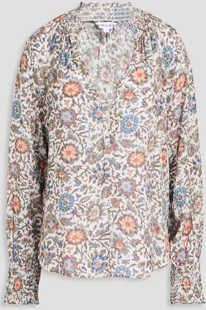 VERONICA BEARD Alexandria floral-print seersucker blouse - White - US 10