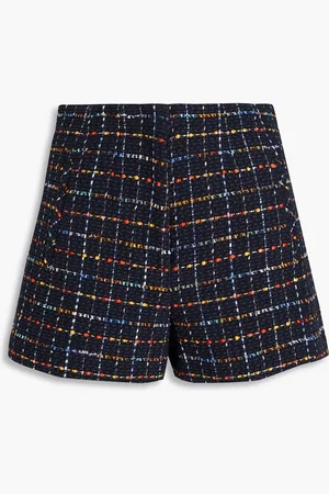 VERONICA BEARD Jazmin checked cotton-blend bouclé-tweed shorts - Blue - US 10