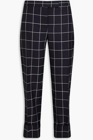 Thom Browne Cropped checked wool-twill straight-leg pants - Blue - IT 44